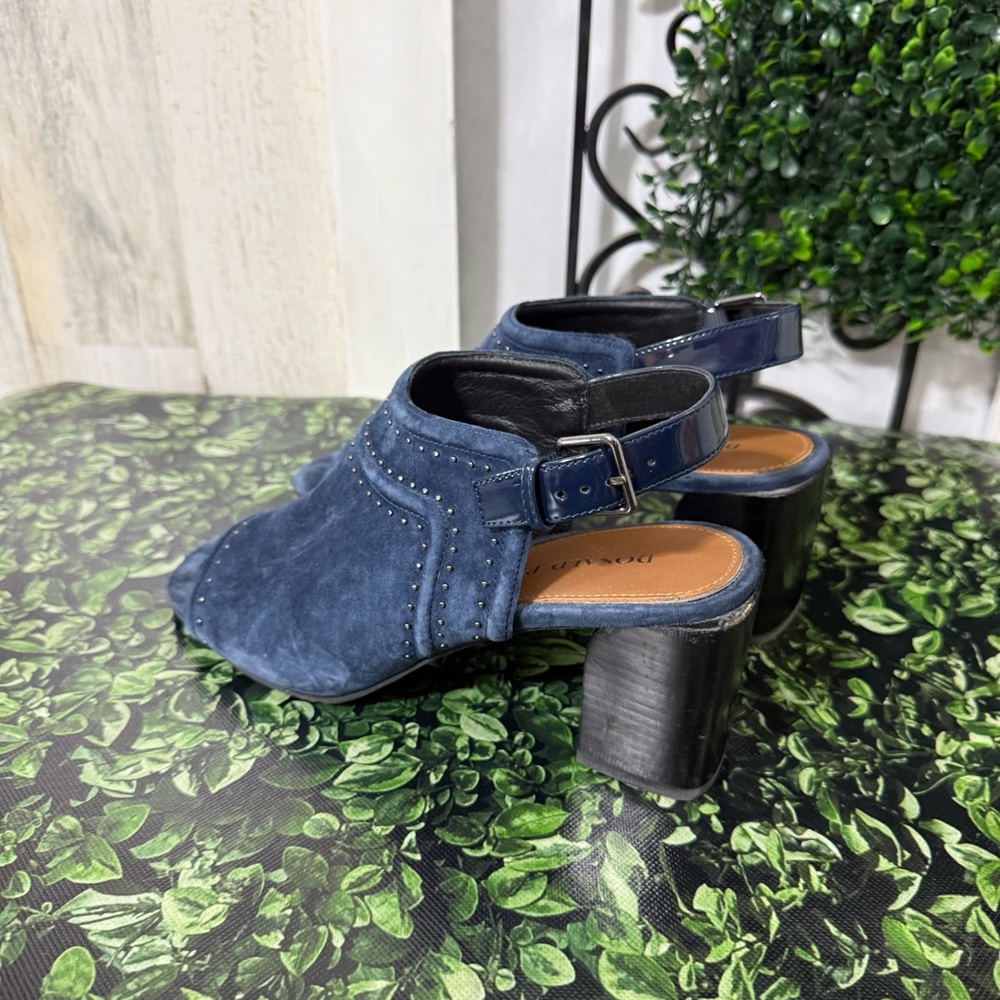 Donald J. Pliner Dark Blue Open-Toe Block Heels - Picture 3 of 14
